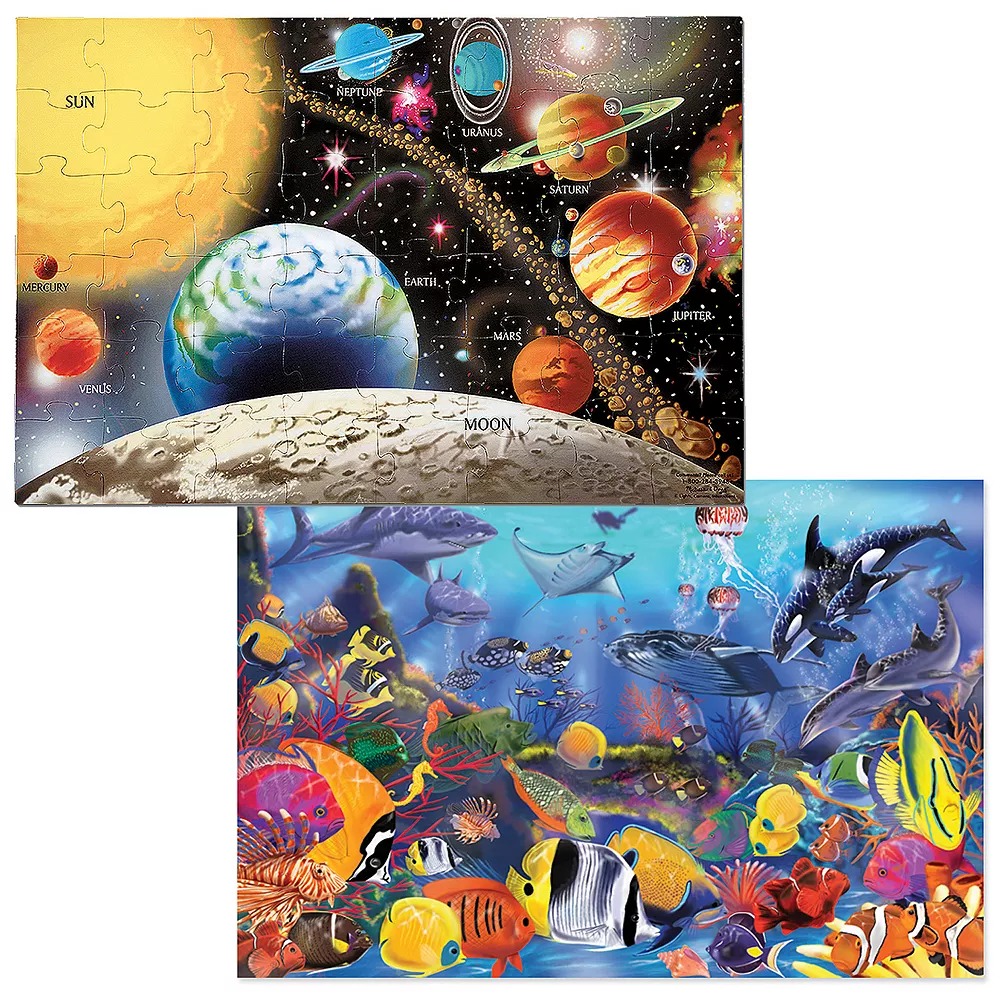 Melissa & Doug 2-pk. Planets & Sea Life Puzzles