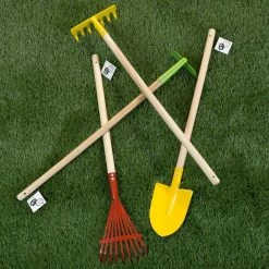 Hey! Play! Kid's Garden Tool Set With Child Safe Shovel, Rake, Hoe And Leaf Rake