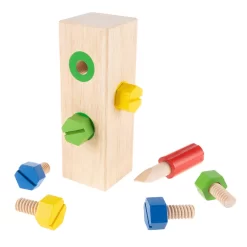 Hey! Play! Kids Wooden Manipulative With Screws And Screwdriver