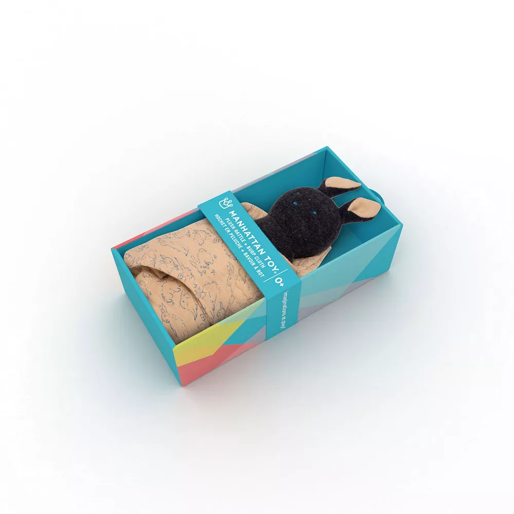 Manhattan Toy Embroidered Plush Bunny Baby Rattle & Soft Burp Cloth Set - Image 2