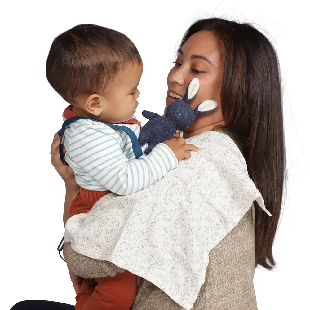 Manhattan Toy Embroidered Plush Bunny Baby Rattle & Soft Burp Cloth Set - Image 4