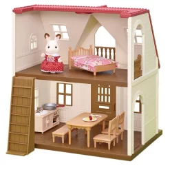 Calico Critters Red Roof Cozy Cottage Dollhouse Playset With Figure Furniture And Accessories