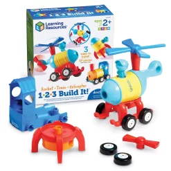 Learning Resources 1-2-3 Build It! Train-Rocket-Helicopter STEM Dexterity Building Set