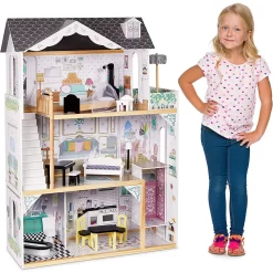 Lil Jumbl 3-Floor Wooden Dollhouse With Elevator And 16-Piece