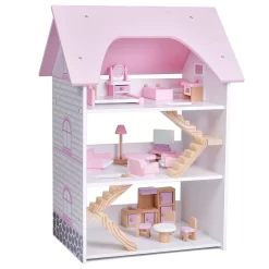 Wooden Dollhouse With Furniture
