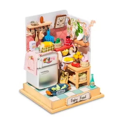 Robotime DIY Handmade Wooden Miniature Dollhouse - Enjoy Food - Little & Warm Space Assembly Model - Perfect Birthday Gift Toys For Girls And Kids