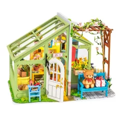 Robotime 3D DIY Wooden Miniature House Kit - Mind-Find Bookstore Model - Holiday, Party Time Complete Crafting Kit - Gift For Kids Adult - Style DG154